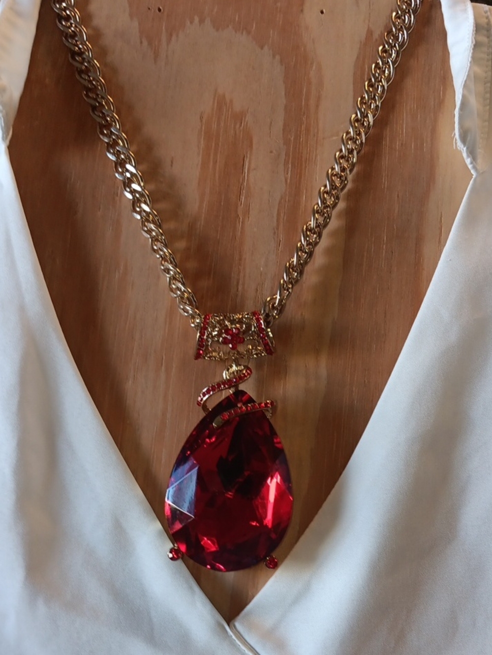 Statement Bling Large Red Necklace